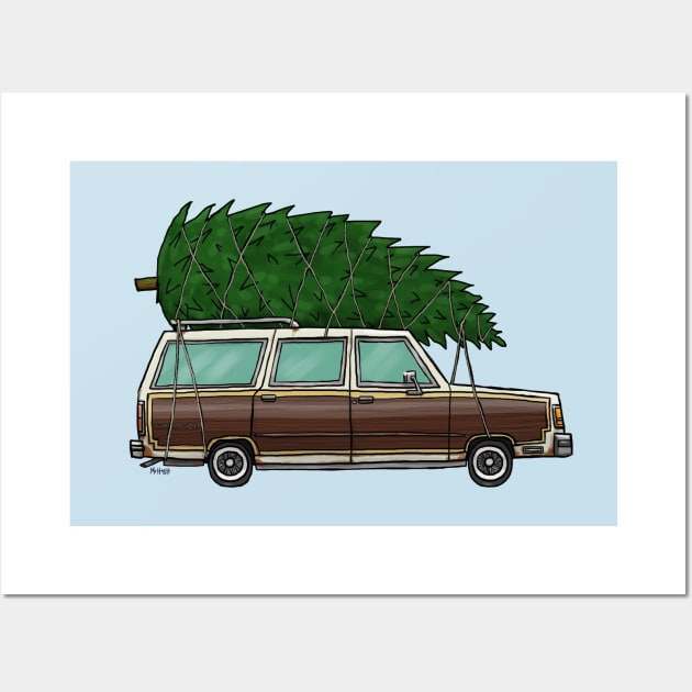 On the Way to Christmas - car only Wall Art by mcillustrator